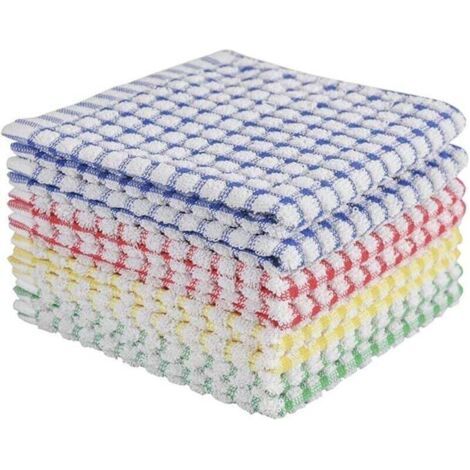 Chiffons à vaisselle pour laver la vaisselle de cuisine, chiffons à vaisselle super absorbants, chiffons de nettoyage en coton éponge, paquet de 8, 12x12 pouces