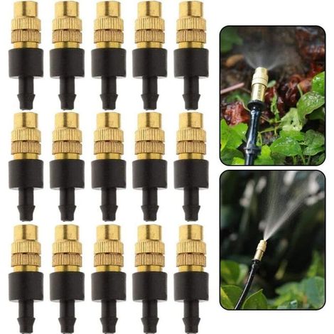 Lot de 15 arroseurs en laiton avec buses réglables – Pulvérisation 1-4 mètres – Pression 1,5-3,0 kg – Pour irrigation et humidification (1/5)