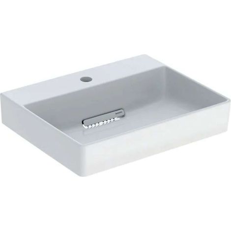 Geberit ONE - Waschtisch 50x41x14 cm, verdeckter Überlauf, mit Hahnloch, waagerechter Abgang, KeraTect, weiß 505.019.00.1 (1/2)