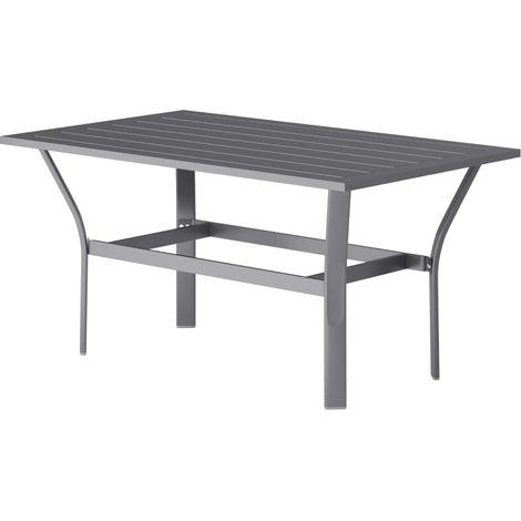 Metall-Beistelltisch 91.5x55x45 cm, Balkontisch mit Lamellendesign, wetterfest & pflegeleicht, Sofatisch für Balkon, Garten, Terrasse & Veranda, Dunkelgrau