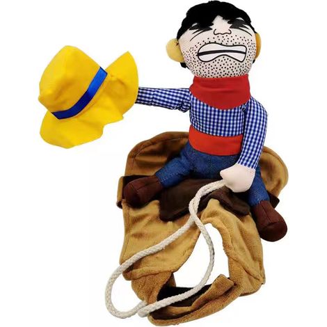 1 déguisement de cowboy pour chien, costume Halloween bleu en polyester, taille S/M/L/XL, pour petits chiens et chats (1/5)