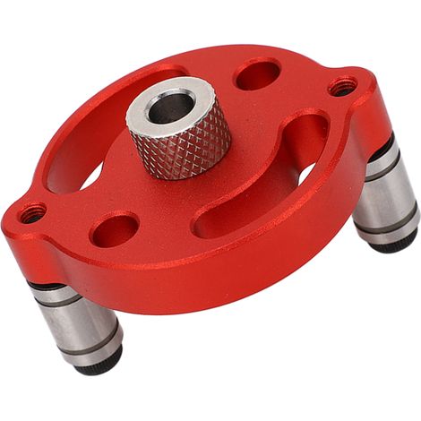 Rundlochstanzer-Set mit Zentrierhilfe, selbstadaptiv, für Holzbearbeitung, inklusive Bohrbuchsen, rot