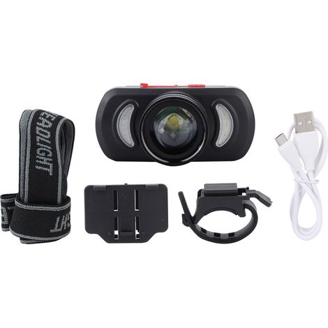 Lampe Frontale Led - Zoom Télescopique Lumière Rouge Et Bleue - Clip Pour Vélo Et Camping - 3 Modes D Éclairage (1/5)