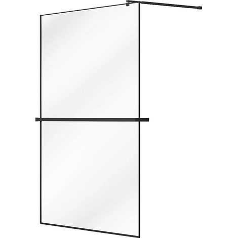 Parete per doccia walk-in con portasciugamani e scaffale 140 x 200 cm Nero opaco - BONPERO (1/5)