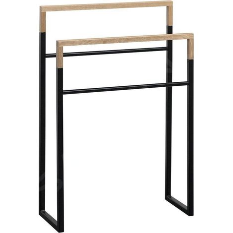 Sapho Ska - Porte-serviettes sur pied, noir mat/chêne SKA308 (1/5)