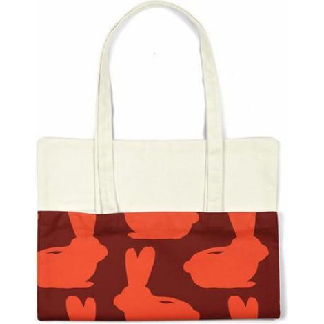 Sac shopping - Bonamaison TRGCTB101258 - Coton - Orange - Anses longues (épaule) (1/4)