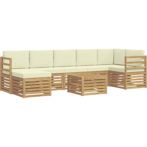 Ensemble de canapés d'extérieur 8 pc Blanc et crème Polyester vidaXL