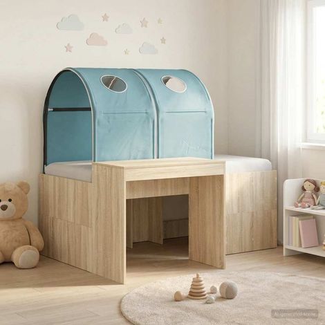 vidaXL Letto con Tunnel 3 pz Rovere Sonoma e Azzurro (1/5)
