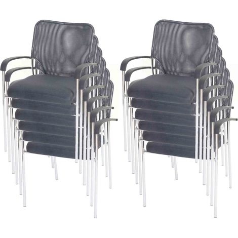 [NUNCA USADO] Lote de 12 sillas de visita Tulsa, silla de conferencia apilable, tela/textil, asiento gris, respaldo gris (1/5)