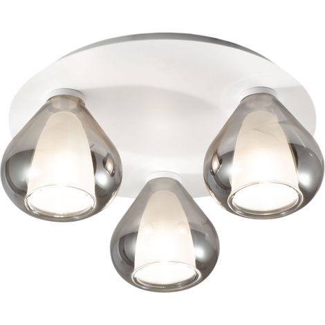 Lila - Plafonnier rond d.40cm Fabas Luce - Applique avec 3 ampoules LED E27 MAX 40W - Fumé