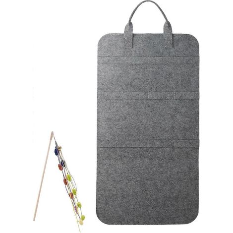 Sac de rangement mural en feutre pour baguettes de chat et jouets d'intérieur, pochette peu encombrante avec crochet de porte - Plume (1/5)