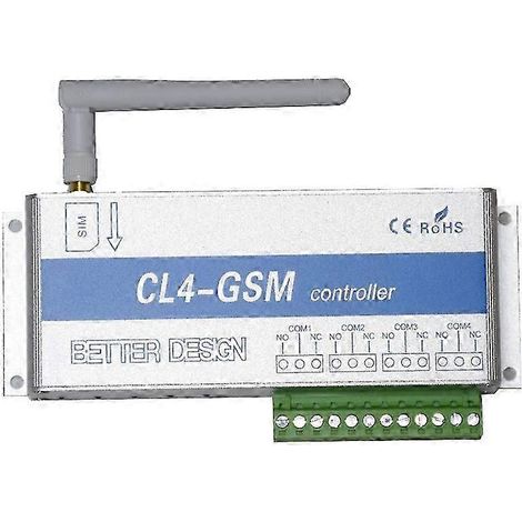Relais 4 canaux CL4-GSM, contrôleur sans fil par SMS et application GSM, récepteur et interrupteur GSM, ouvre-porte/portail compatible avec système d'alarme domestique (prise US) WHBYV (1/4)