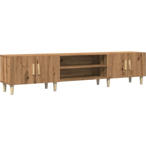 Mobile TV multimediale scaffale per televisione televisore buffet sala da pranzo soggiorno camera da letto rovere fatto a mano 180 x 31,5 x 40 cm derivati del legno marrone 020027250