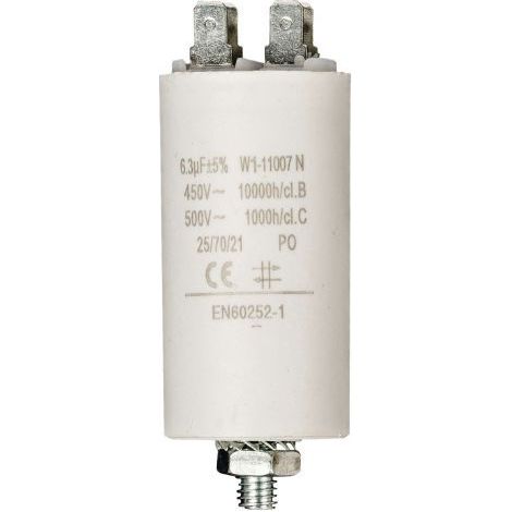Condensador 6.3 uF 450 V Faston 1 uds. 6.3 uF Blanco (1/4)