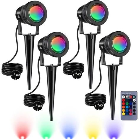RGB Spot LED Extérieur 10W avec Piquet Éclairage Extérieur LED à Piquer Lampe Jardin étanche IP65 Lot de 4 (1/5)