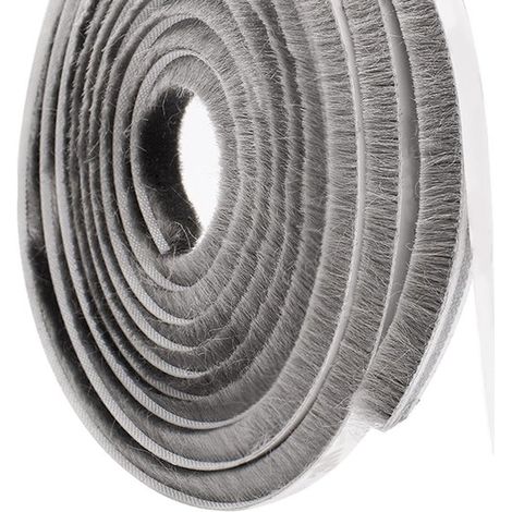 Joint de porte - Joint brosse - Auto-adhésif - 9 mm (l) x 15 mm (p) x 6 m (L) - Protection contre les insectes - Brosse d'étanchéité - Grijs - Pour portes, fenêtres, armoires, Joint brosse pour portes (1/5)