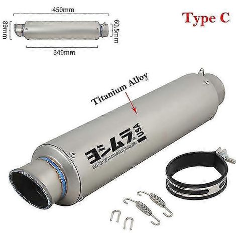 Pot d'échappement universel pour moto, silencieux en alliage de carbone et de titane modifié, 60 mm, pour Honda, BMW et Yamaha (Type C) (1/5)