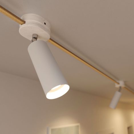 Fermaluce Filè projetor regulável com abajur metálico Tub-E14, Candeeiro de parede ou teto para Filè System - com lâmpada, Branco