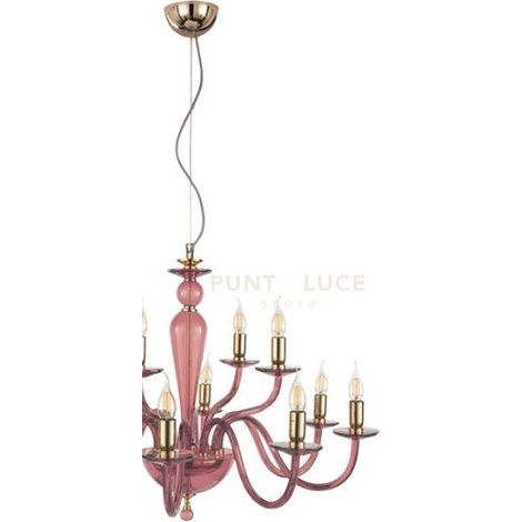 LAMPADARIO PAGANINI 6 LUCI BORGOGNA ORO ATTACCO E14 D.70CM