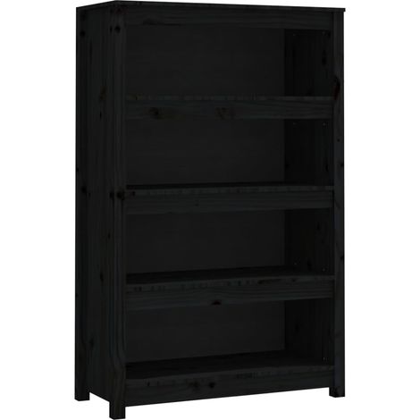 Maison Exclusive - Bücherregal Schwarz 80x35x126 cm Massivholz Ki