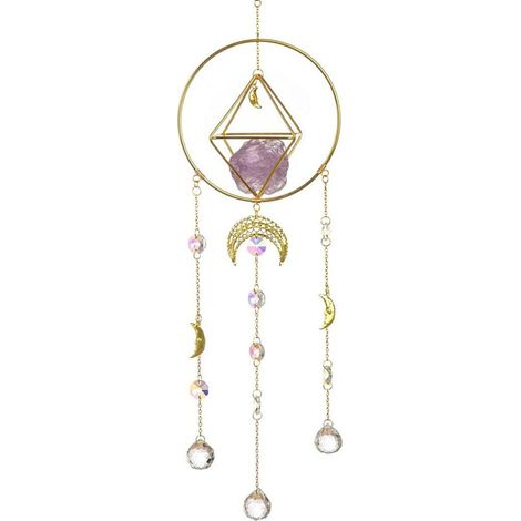 Sun Catcher - K9 Crystal Prism - Moon Phase Design - Window Hanging Decoration - 59 x 12 cm - 160 g (1/5)