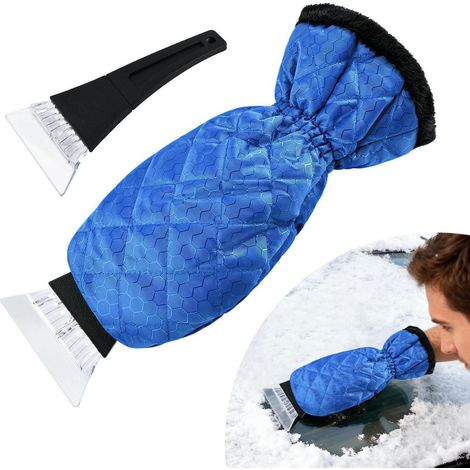 Eiskratzer mit Handschuh, Scheibenkratzer Auto, wasserdicht und warm, blau (1/5)