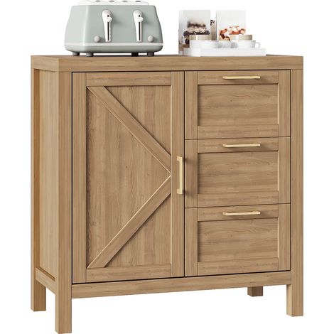 Buffet Contemporain Bois 90cm, Portes, Étagère Réglable, Finition Noyer (1/5)