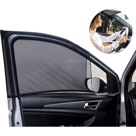 Universal-Sonnenschutz für die Frontscheibe des Autos – 2er-Pack atmungsaktiver Sonnenschutz aus Netzgewebe für die Seitenfenster des Autos, UV-Schutz für Fahrer, Familie, Haustier auf der