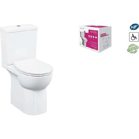 Pack WC PMR caréné VitrAflush 2.0 - Conforma - Pack WC S/H complet surélevé PMR 3/6 Litres - FLUSH
