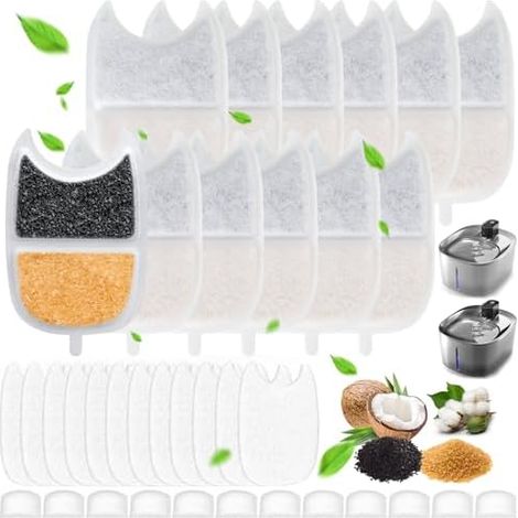 Lot de 12 Filtres Fontaine Chat, Feelneedy 4L, YPD-C004, Charbon Actif, Rechange, Compatible, Eau (1/5)