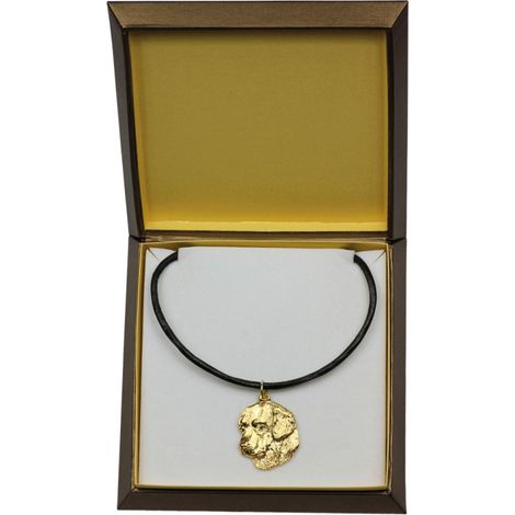 Golden Retriever - una collana con ciondolo a forma di cane in confezione regalo, un ciondolo placcato oro per gli amanti dei cani, un gioiello di grande effetto firmato Art-Dog. (1/5)