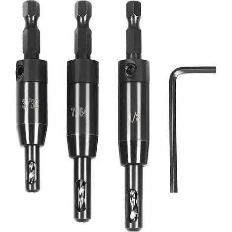 Set mit 3 selbstzentrierenden Bohrern: 3/32 Zoll, 7/64 Zoll, 1/8 Zoll (1/5)