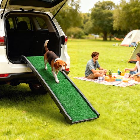 Rampe pour chien pliable escaliers antidérapants pour coffre pour tronc animaux jusqu’à noir pour les 90 kg 155x38,5x15,5 cm (1/4)