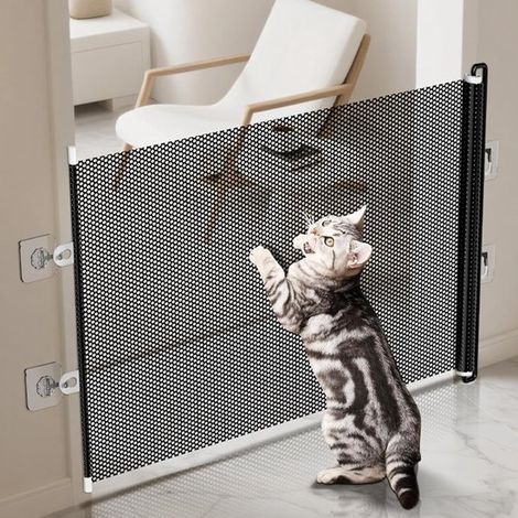 Barrière de sécurité rétractable pour animaux – Sans perçage – Réglable (40 x 125 cm) – Pour portes, escaliers, cuisines, balcons et garages (1/5)