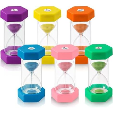 Minuteur sablier 6 Couleurs, Ensemble 6 sabliers Enfants Couleurs Macaron – 1, 3, 5, 10, 15, 30 Min, Sablier pour Enfant, pour Jeux, Minuterie de Cuisine, Minuterie Visuelle, Exercice, Etude, Brossage (1/5)