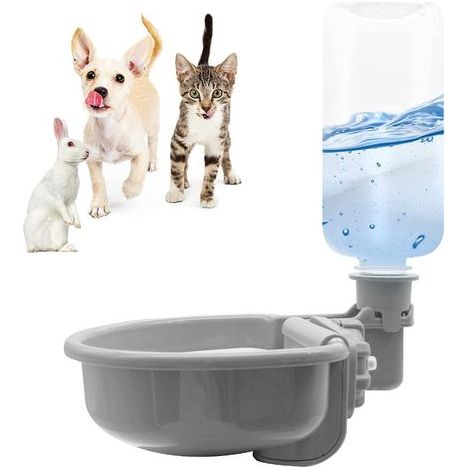 Distributeur d'eau anti-débordement de 473 ml pour cage – Sans BPA, gris – Convient aux petits animaux (1/5)