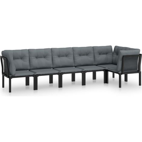 Maison Exclusive - 6-tlg. Garten-Lounge-Set Schwarz und Grau Poly