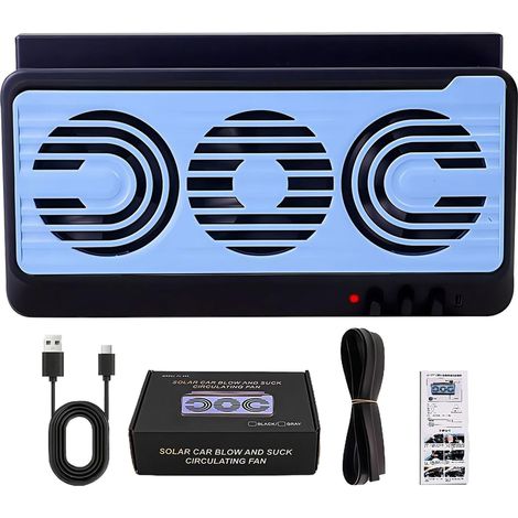 Ventilateur solaire pour fenêtre de voiture – Purificateur d'air de véhicule – Appareil silencieux de purification d'air pour véhicule, camion, camping-car, voyage, extérieur (1/5)