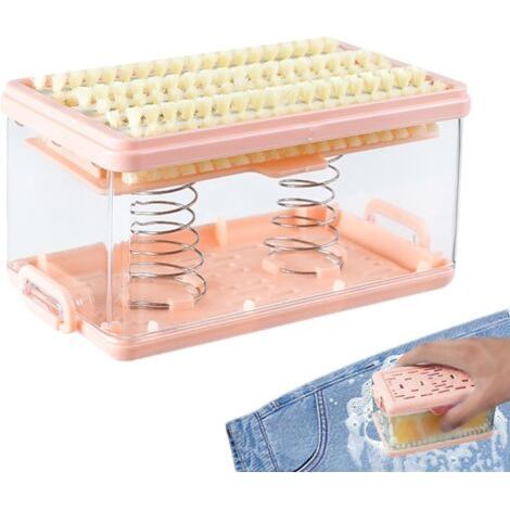 Travel Soap Case, Soap Dish, Laundry Soap Case with Brush, Clear Dish Drainer, Portable Laundry Soap Case with Lid and Foaming Roller Brush for Bathroom (1/5)