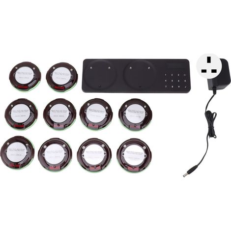 10 pièces Pagers de Restaurant à Vibration et Lumière Clignotante pour Distanciation Sociale - Hôpital, Food Truck, Café, Bar - Prise UK 100‑240V (1/5)