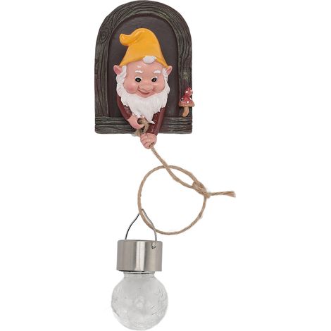 Ortviai Nain de Jardin Solaire en Résine avec Lanterne LED – Décoration Extérieure pour Arbre, Cour ou Patio