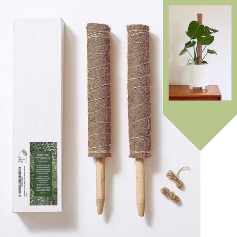 Ensemble de tuteurs en mousse de jungle fleurie - 2 tuteurs extensibles de 50 cm en fibre de coco pour guider la croissance verticale des plantes d'intérieur (1/5)