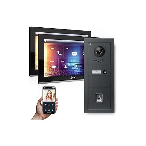 GOLIATH Hybrid IP Gegensprechanlage  Anthrazit  1-Fam  2x 10" HD  Fingerprint  180° Kamera