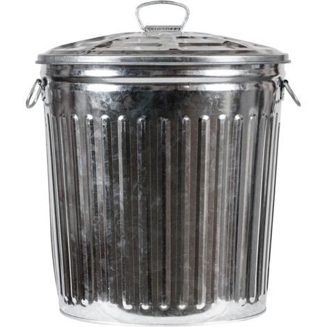 bidone zincato 35 l con coperchio inossidabile (1/3)