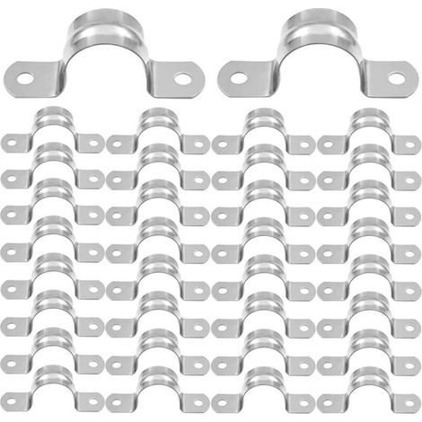 32 Pièces Colliers de U Tuyau 20mm Serre Joint Tuyau 304 Acier Inoxydable Collier de Serrage Pince pour Tuyaux U Collier de Fixation Pince a Collier pour à Maison Cuisine Tuyau 20mm (1/4)