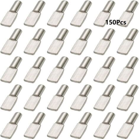 150 pcs Support Etagere, Taquet Etagere 5mm, Cheville de Support Goupille Etagere en Métal Nickelé Plaqué Forme de Cuillère, Étagère Broches pour Meubles Placard Bibliothèque (1/5)