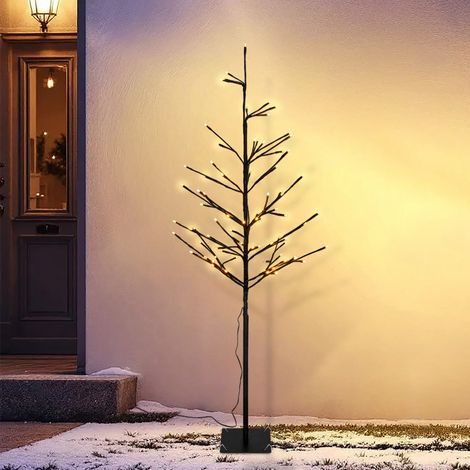 LED Baum für Außen und Innen mit Netzstecker - 120 cm - Weihnachts Dekobaum mit 80 gold LED beleuchtet