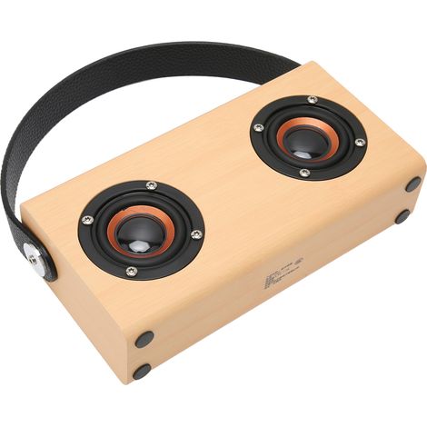 Enceinte Bluetooth portable stéréo en bois avec appels mains libres, style vintage, pour l'extérieur, motif bambou. (1/5)