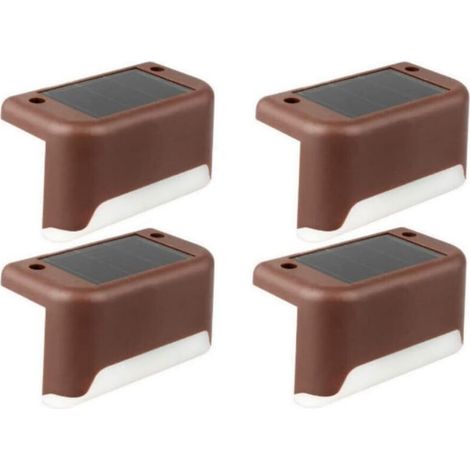 Lampe solaire LED pour terrasse, éclairage extérieur pour chemin de jardin, échelle de clôture (lot de 4 marron) (1/5)
