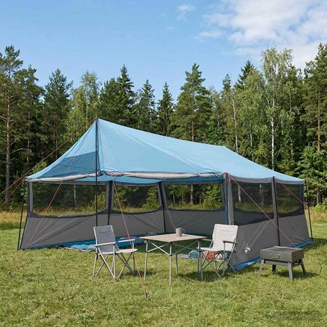 vidaXL Family Tent Blue 600 x 402 x 268 cm Polyester and Steel (1/5)